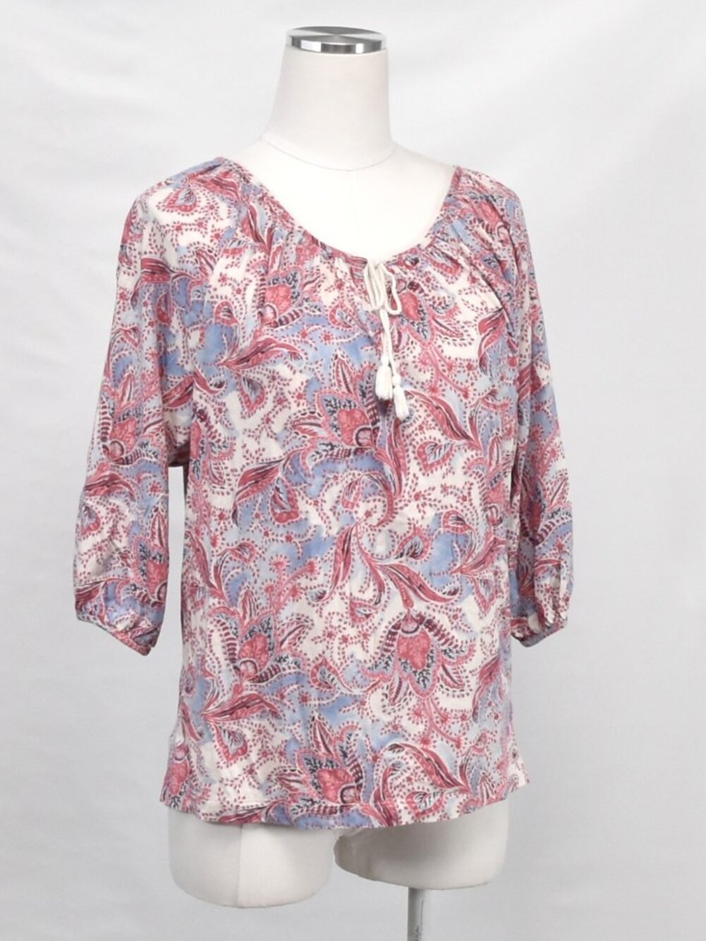🌷  Ralph Lauren Boho Paisley Tassel Tie Blouse Size Small